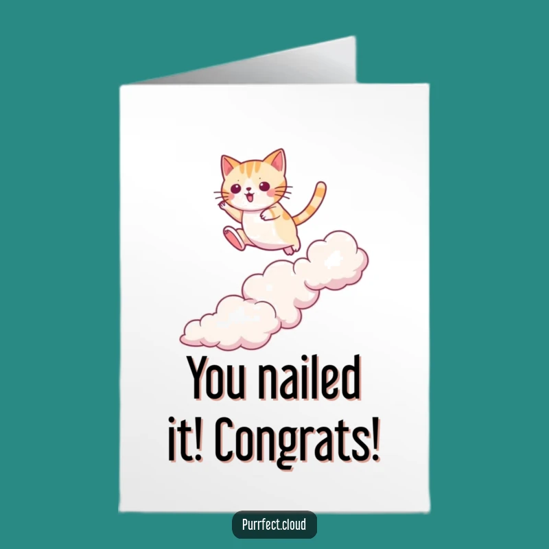 Free Printable Agile Cat Congrats Card: Downloadable Gift for Achievers