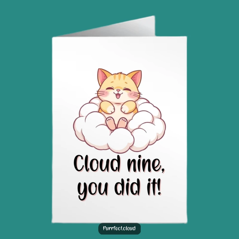 Free Printable Cat Congrats Card: Cloud Rolling Kitty Downloadable Gift