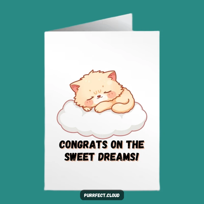 Free Printable Cloud Cat Congrats Card: Sleepy Downloadable Gift for Cat Fans