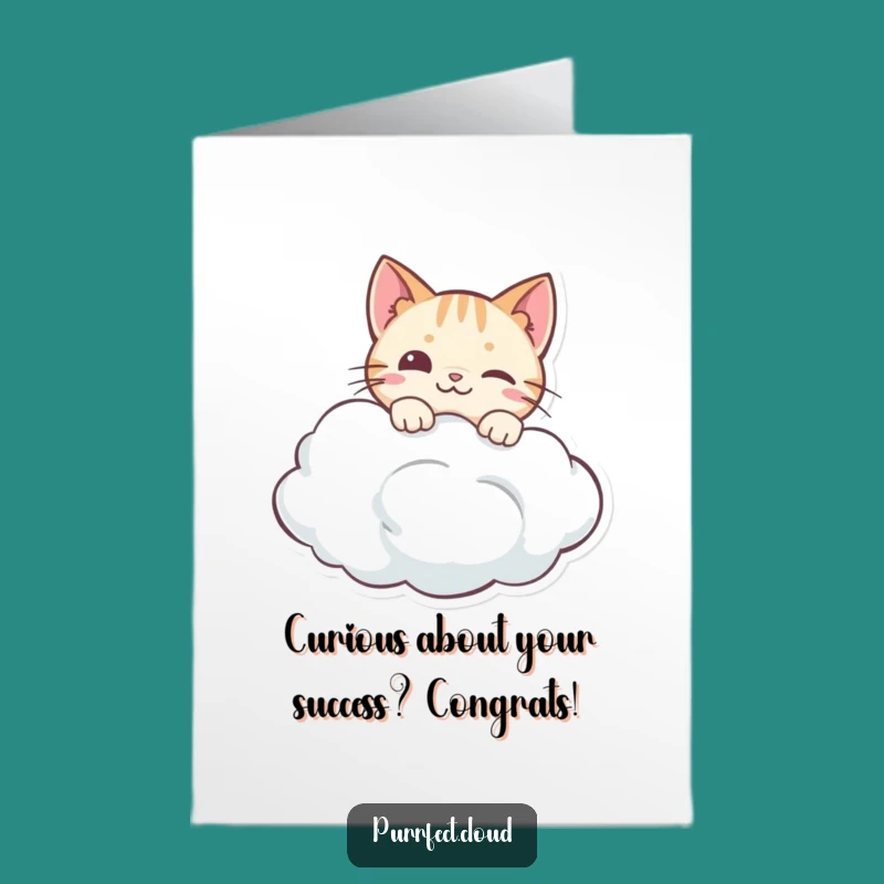 Free Printable Congrats Card: Curious Cat, Peek at Your Success!