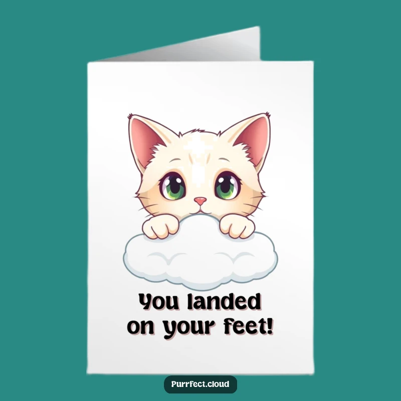 Free Printable Congrats Card: Curious Peek Cat, Downloadable Gift for New Adventures