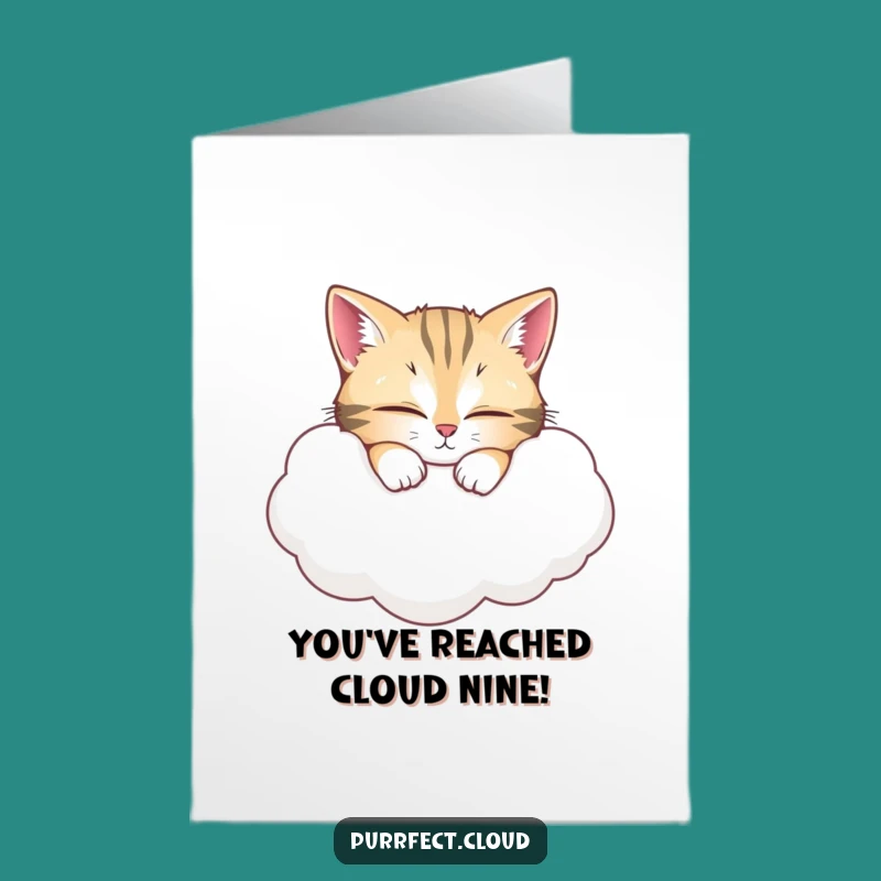 Free Printable Congrats Card: Napping Cat on Cloud Humorous Downloadable Gift