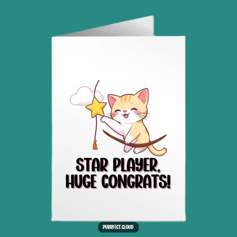 Joyful Free Printable Cat Card: Star Play Congrats - DIY Downloadable Gift