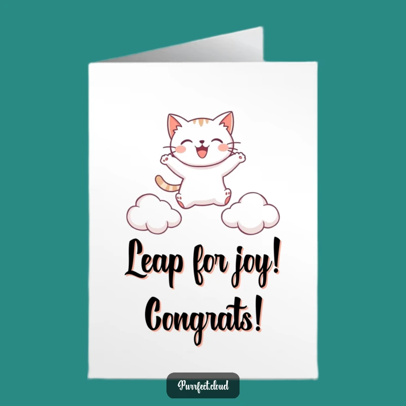 Free Printable Congrats Card: Leaping Cat, Celebrate Your Amazing Feat!