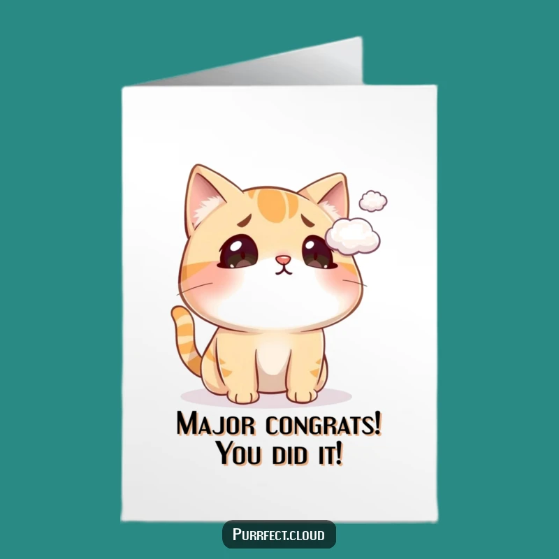 Free Printable Congrats Card: Surprised Cat Cloud Tickle Downloadable Gift