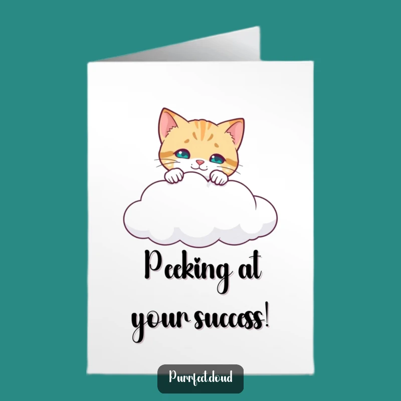 Free Printable Congrats Card: Curious Cat Cloud Humorous Downloadable Gift