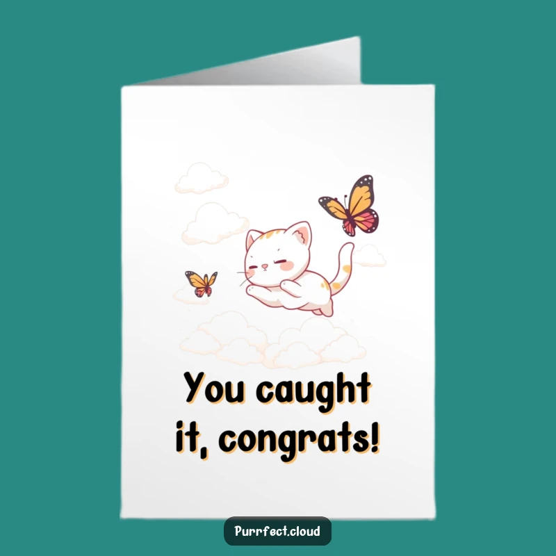 Free Printable Cat Butterfly Congrats Card - Joyful Downloadable Celebration
