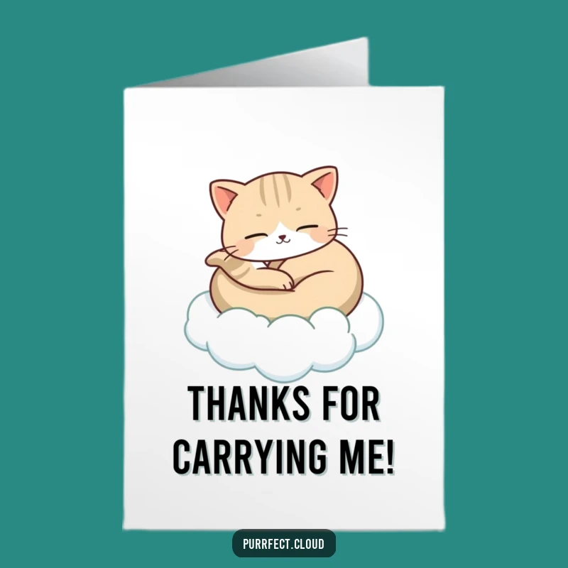 Free Printable Cat Thank You Card: Cloud Carrier Kitty Downloadable Gift