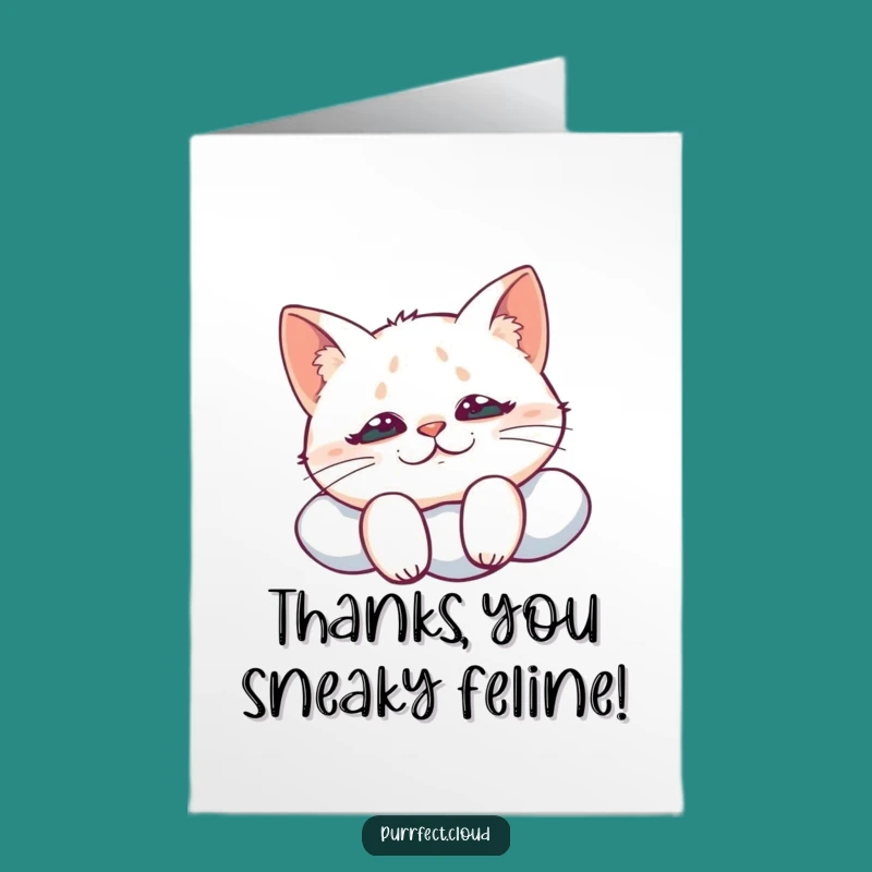 Free Printable Cat Thank You Card: Mischievous Cloud Grin Downloadable Gift