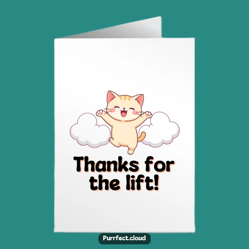 Free Printable Joyful Cat Thank You Card: Leaping Cloud Fun Downloadable Appreciation