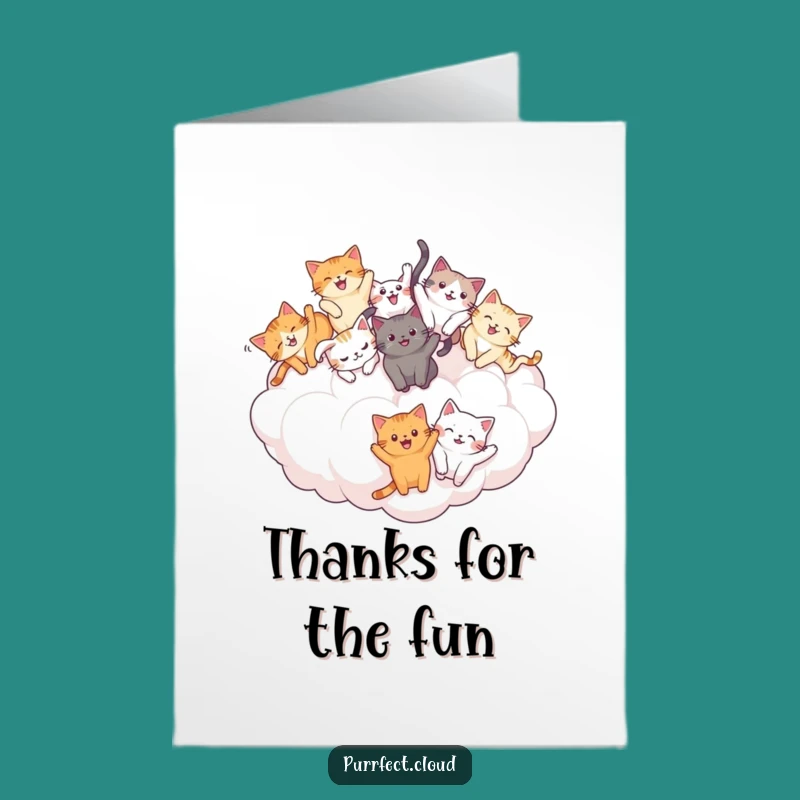 Free Printable Thank You Card: Cats Tumbling Cloud Funny Downloadable Gift