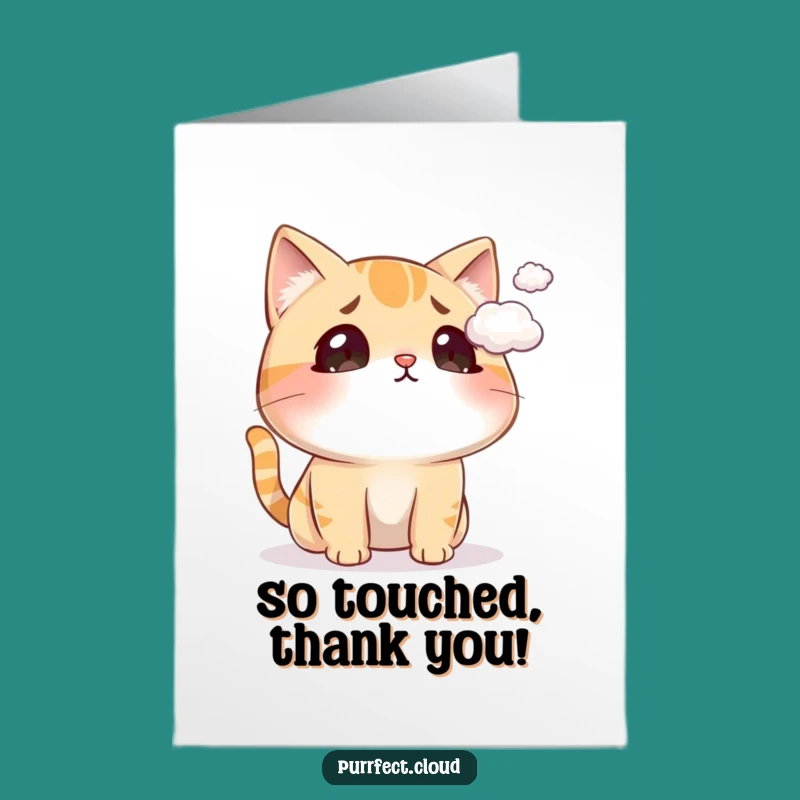 Free Printable Thank You Card: Surprised Cat Cloud Tickle Downloadable Gift