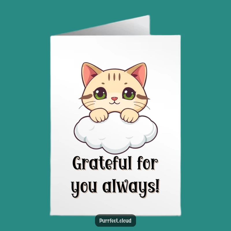 Free Printable Thank You Card: Curious Cat Cloud Peek Downloadable Gift