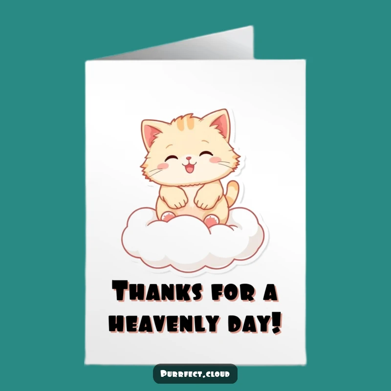 Free Printable Thank You Card: Funny Cat Bouncing - Joyful Cloud Downloadable Gift