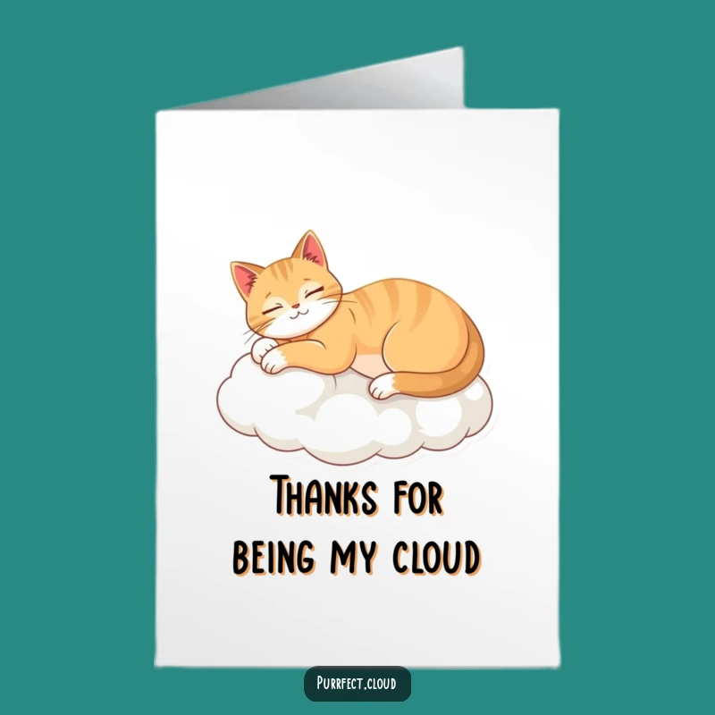 Free Printable Thank You Card: Serene Cat Cloud Design, Humorous Downloadable Gift