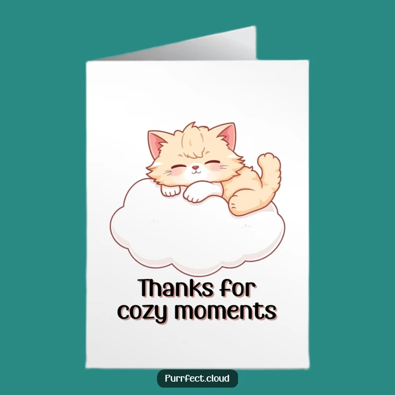 Free Printable Thank You Card: Peaceful Cat Cloud, Calm Funny Downloadable Gift