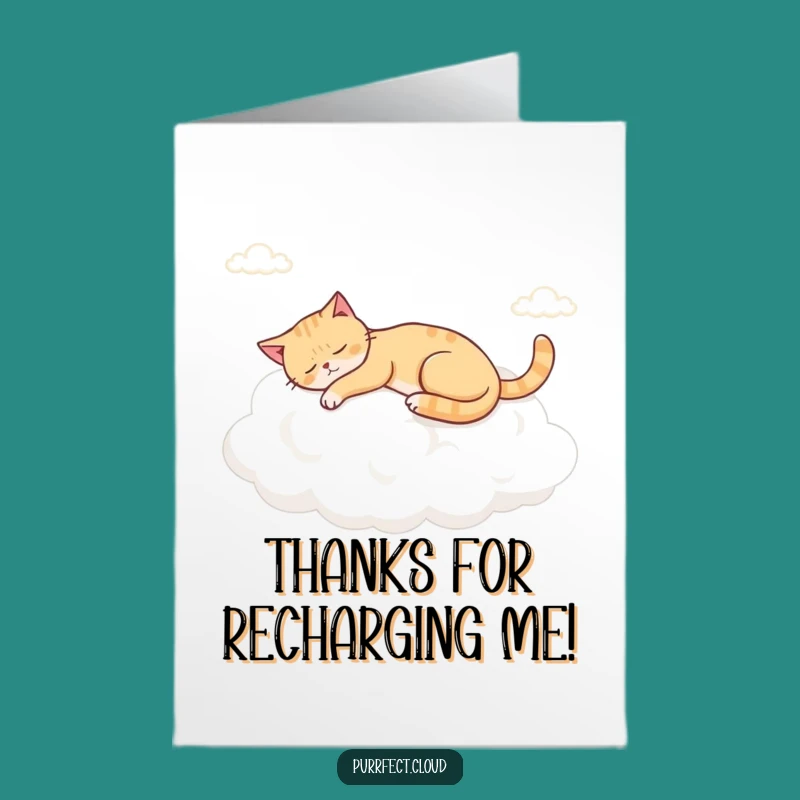 Free Printable Thank You Card: Napping Cat Cloud - Cozy Downloadable Funny Gift