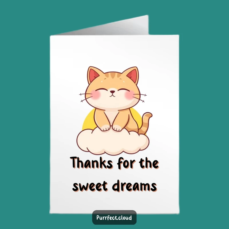 Free Printable Thank You Card: Dreamy Cat Sunset Cloud, Funny Downloadable Gift