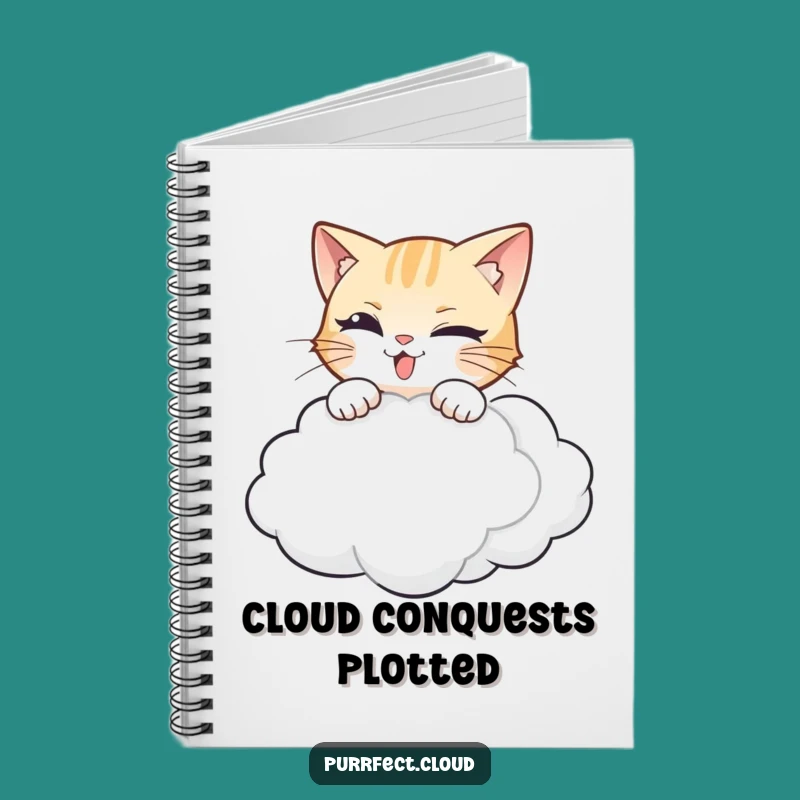 Funny Cat Pouncing Cloud Notebook - Jot Down Ideas with Hilarious Flair
