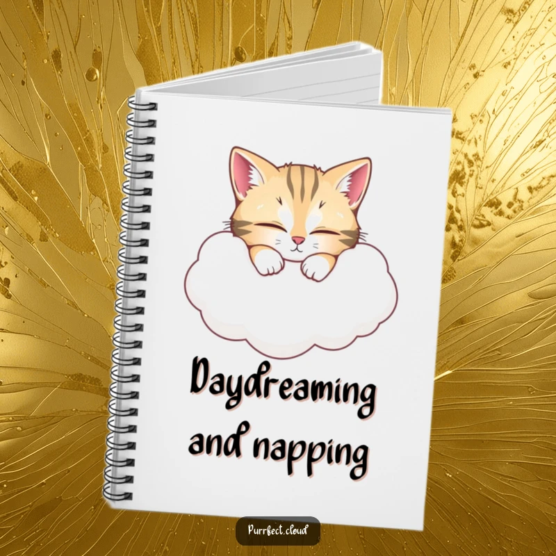 Funny Cat Notebook: A wide-eyed cat napping on a cloud, perfect for jotting down ideas with a humorous touch. A delightful funny gift.