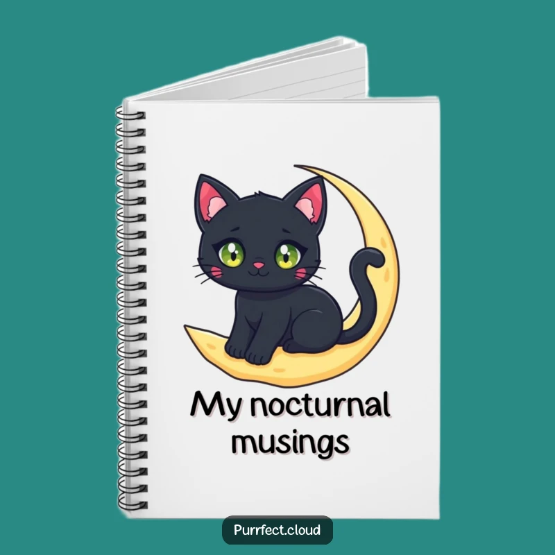 Funny Black Cat Moon Notebook: Jot Down Magical Thoughts Under the Stars