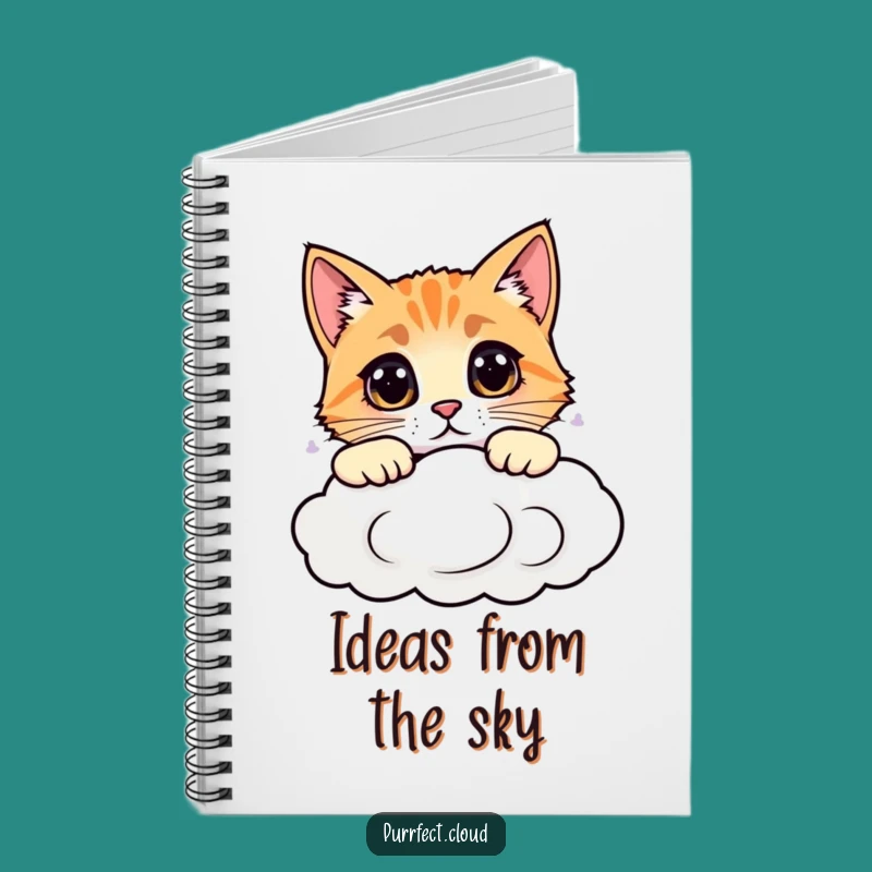 Funny Cloud Notebook: Jot Down Ideas with a Curious Cat, Great Gift