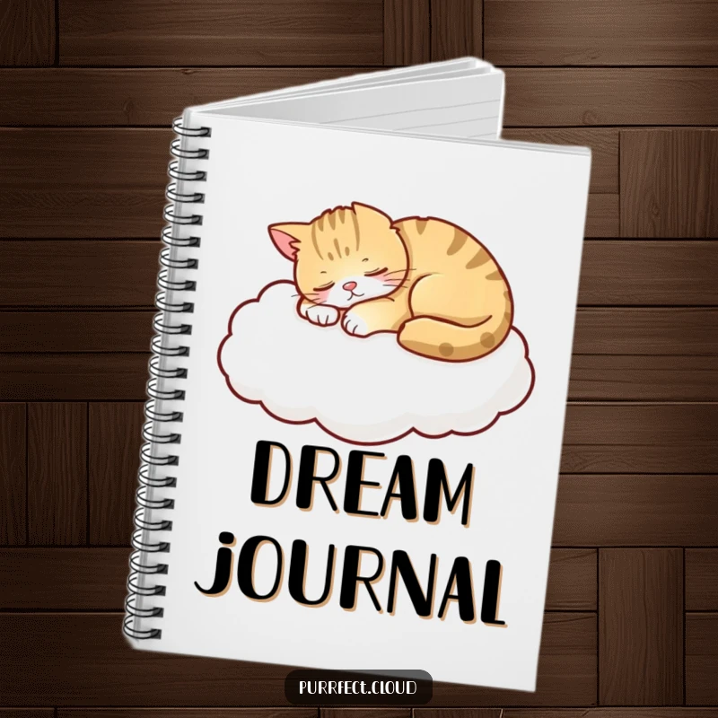 Funny Cat Notebook, a peaceful cat napping on a cloud, perfect for jotting down thoughts with serenity and a touch of whimsical charm.