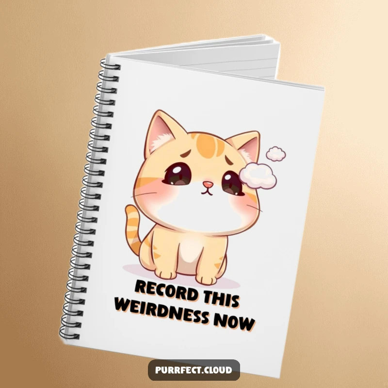 Funny cat notebook cover with a surprised cat being tickled by a cloud, great for journaling and a humorous gift.