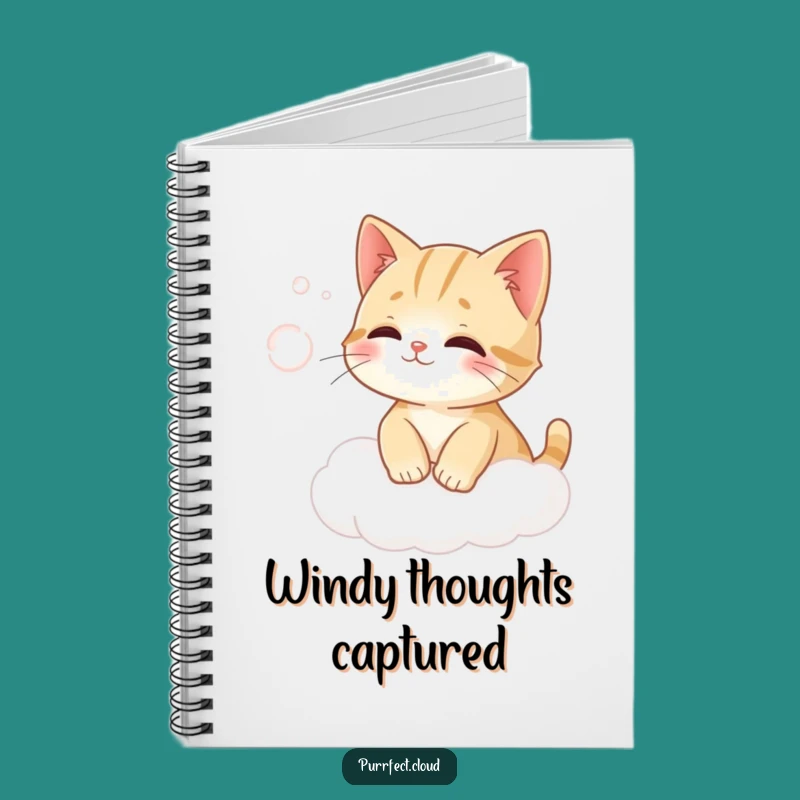 Funny Cat Cloud Wind Catching Notebook - Jot Down Dreams Gift