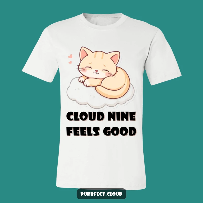 Funny Cat Dreaming T-Shirt: Happy Smiling Feline on Cloud, Comfy & Cute Gift