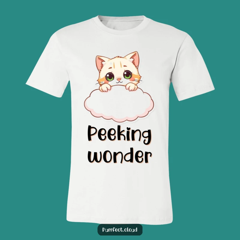 Funny Curious Cat Cloud T-Shirt - Explore with Joy