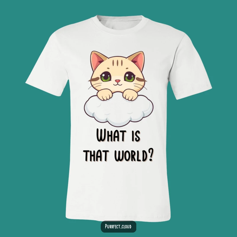Funny Curious Cat Cloud T-Shirt: Peek-a-boo Feline Tee, Great Funny Gift