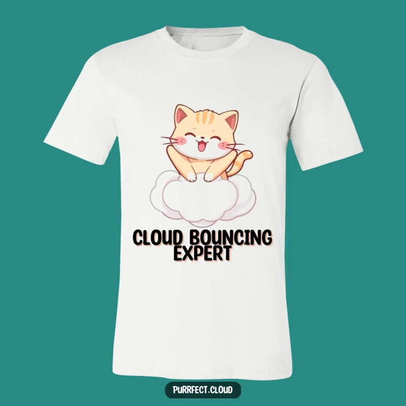 Funny Kawaii Cat Cloud T-Shirt: Cute Bouncing Feline Tee, Great Funny Gift