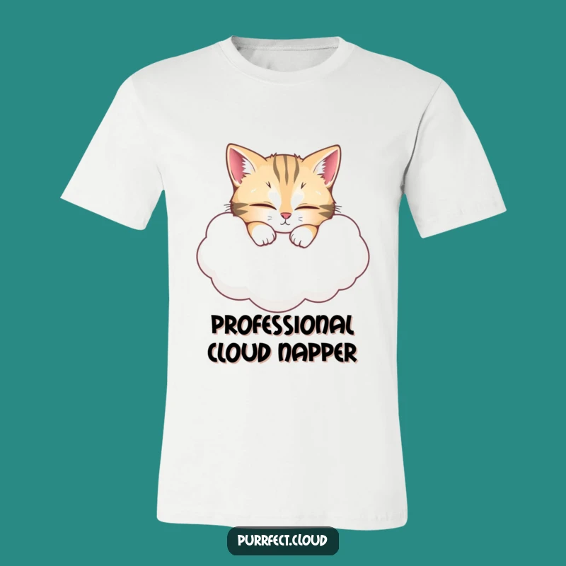 Funny Cat Cloud Nap T-Shirt: Wide-Eyed Kitty Peaceful Sleep Tee - Hilarious Gift