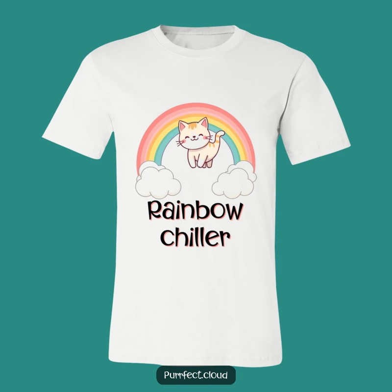 Funny Rainbow Sliding Cat T-Shirt - Ride the Skies in Style
