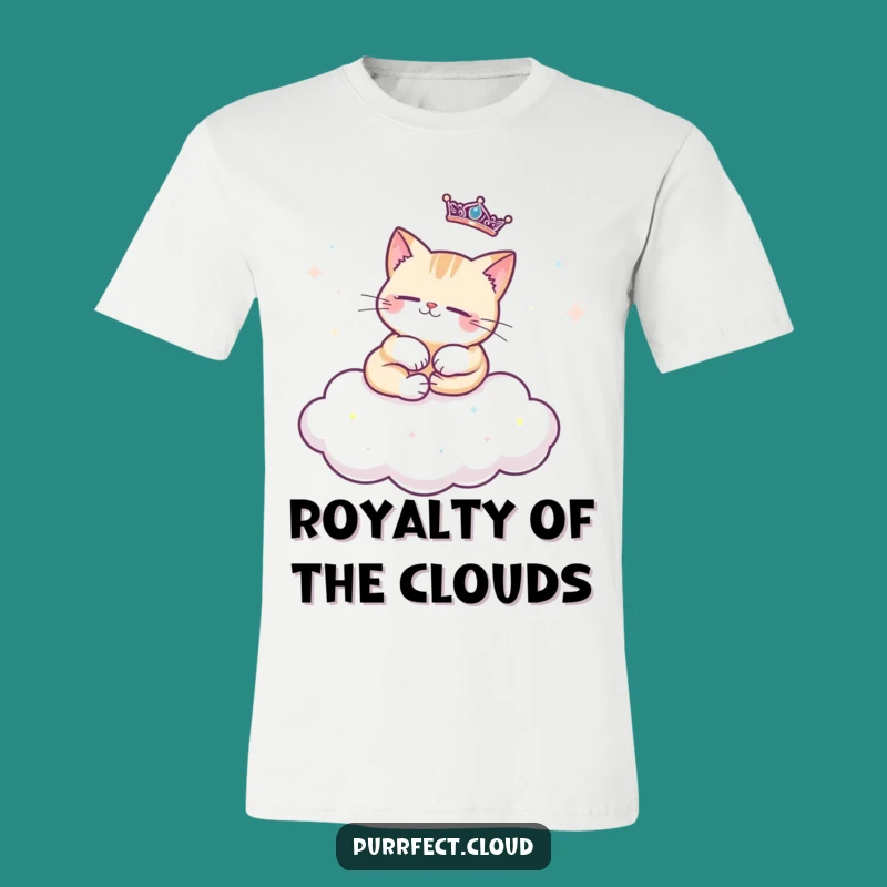 Funny Regal Cat T-Shirt - Sparkly Cloud Lounger Tee