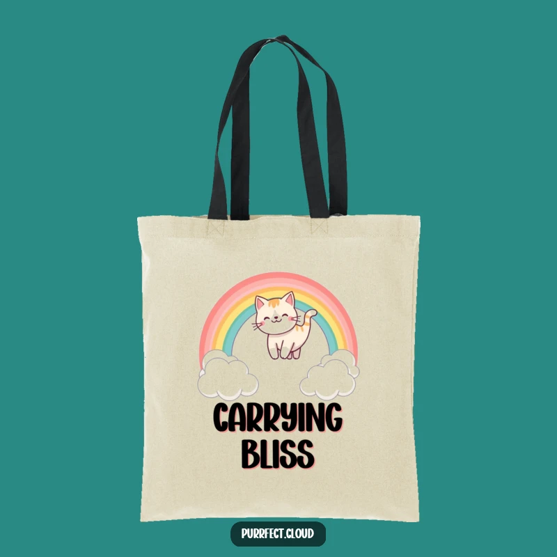 Funny Rainbow Sliding Cat Tote Bag - Carry Your Colors