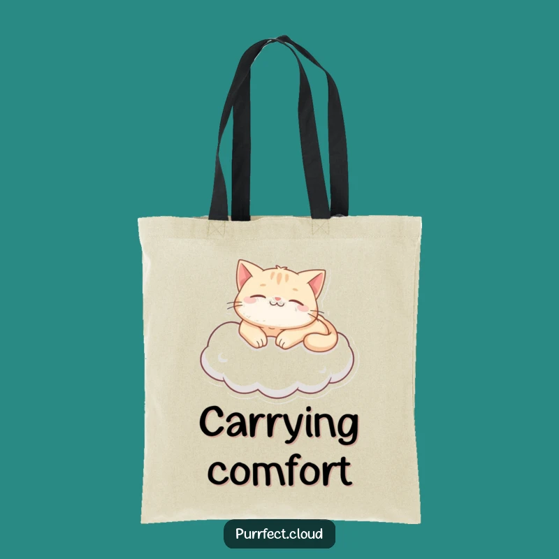 Funny Purring Cat Cloud Tote Bag - Carry Your Calm