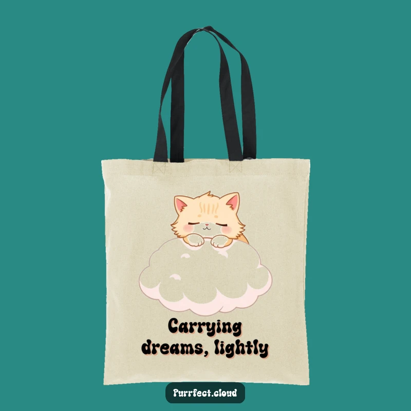 Funny Fluffy Cat Cloud Tote Bag: Cozy Kitty Carryall Gift