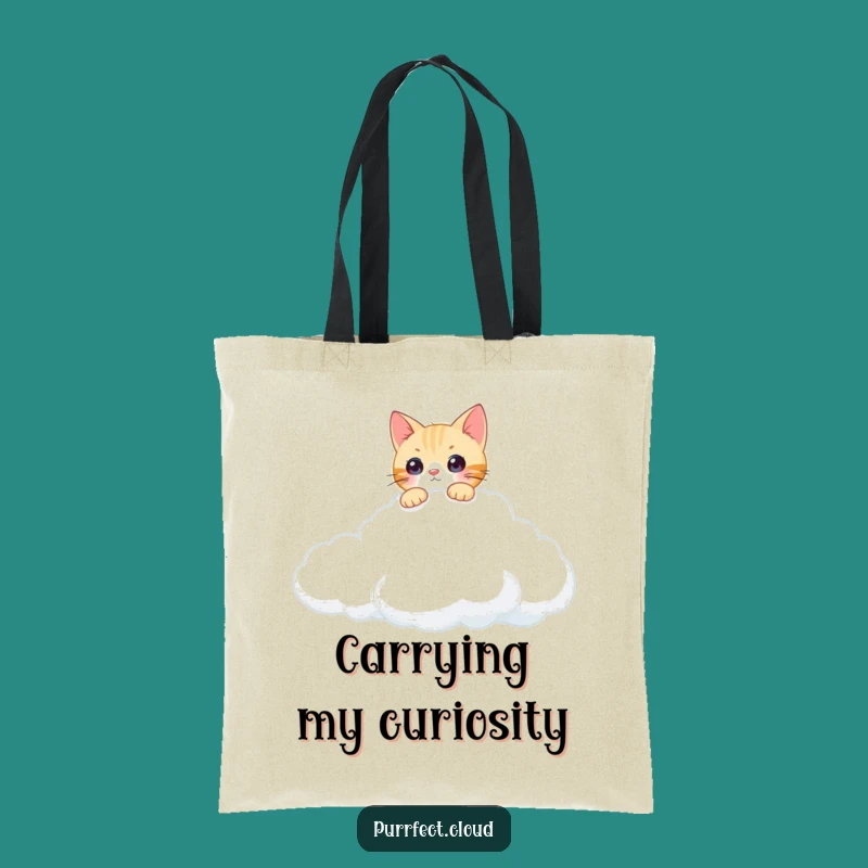 Funny Curious Cat Cloud Tote Bag: Carry Your Curiosity Everywhere