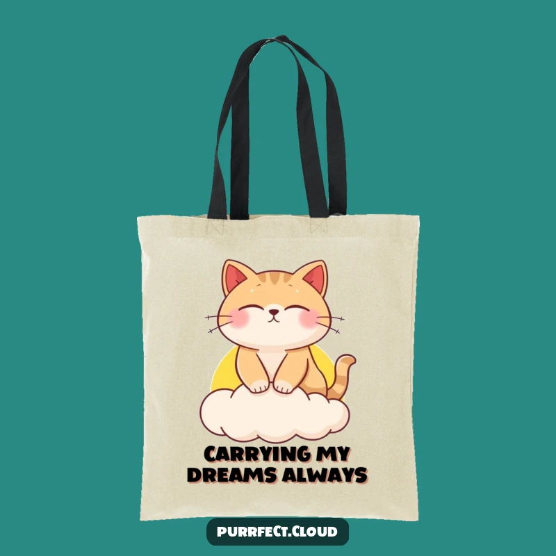 Funny Cat Sunset Cloud Tote Bag - Whimsical Feline Dream Accessory