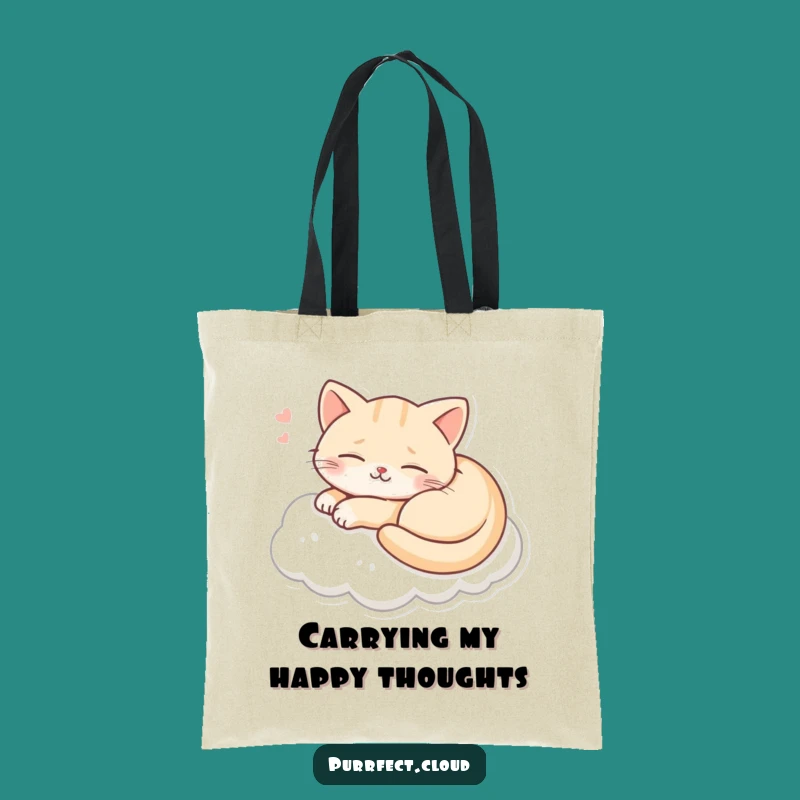 Funny Cat Dreaming Tote Bag: Happy Smiling Feline, Whimsical & Practical Gift