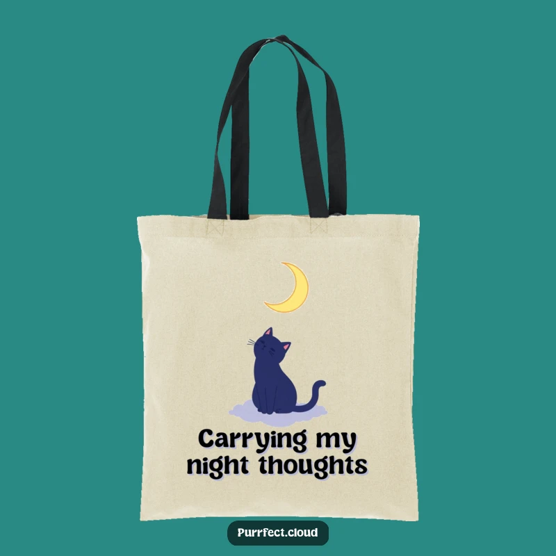 Funny Cat Moon Tote Bag - Silhouette Dreamer Carryall