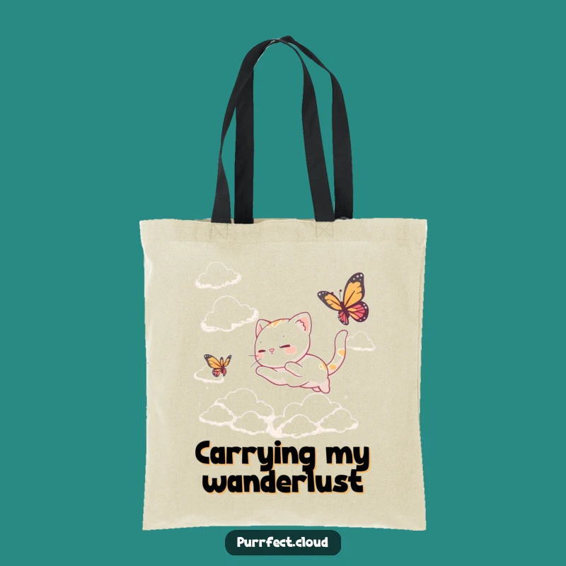 Funny Cat Butterfly Clouds Tote Bag: Carry Your Whimsy Everywhere You Go
