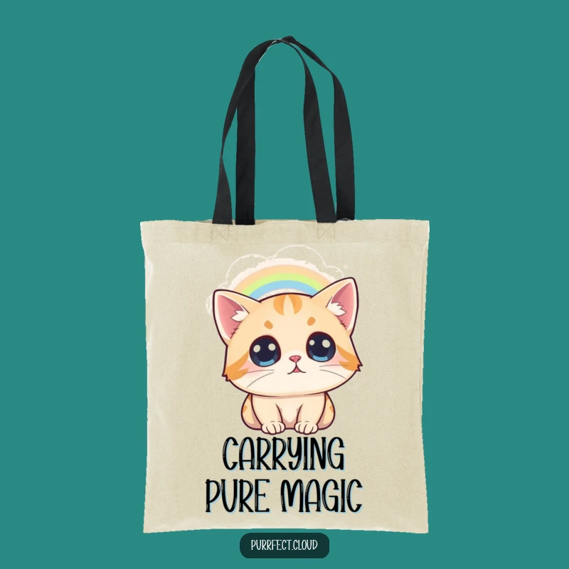 Funny Cat Rainbow Tote Bag: Awestruck Feline Design, Stylish & Practical Gift