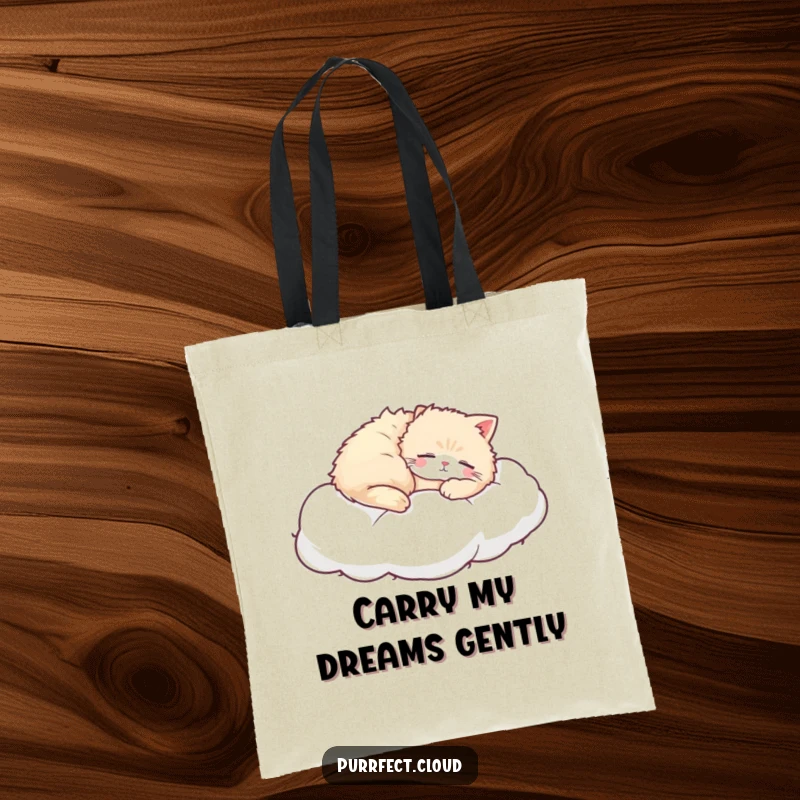 Funny Cat Cloud Tote Bag, a cat naps on a cloud, cute and practical accessory for everyday use, great gift.