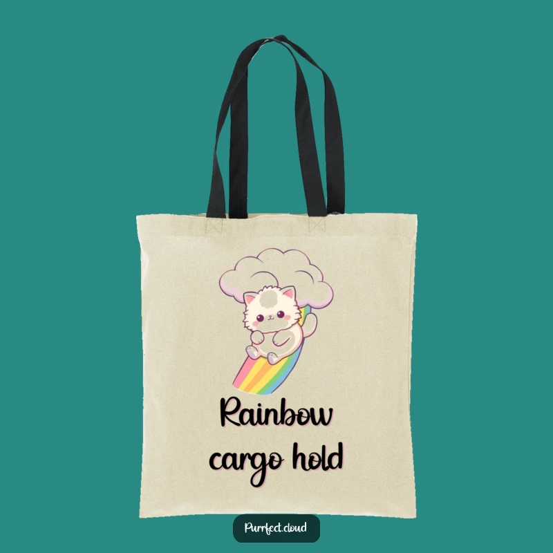 Funny Cat Rainbow Slide Tote Bag: Spacious Feline Adventure Carry-All Gift