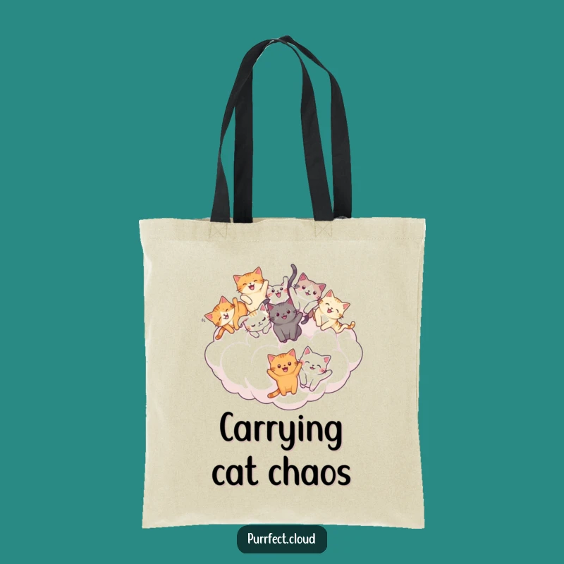 Funny Cat Tumble Tote Bag: Joyful Cloud Kitties - Practical Funny Gift
