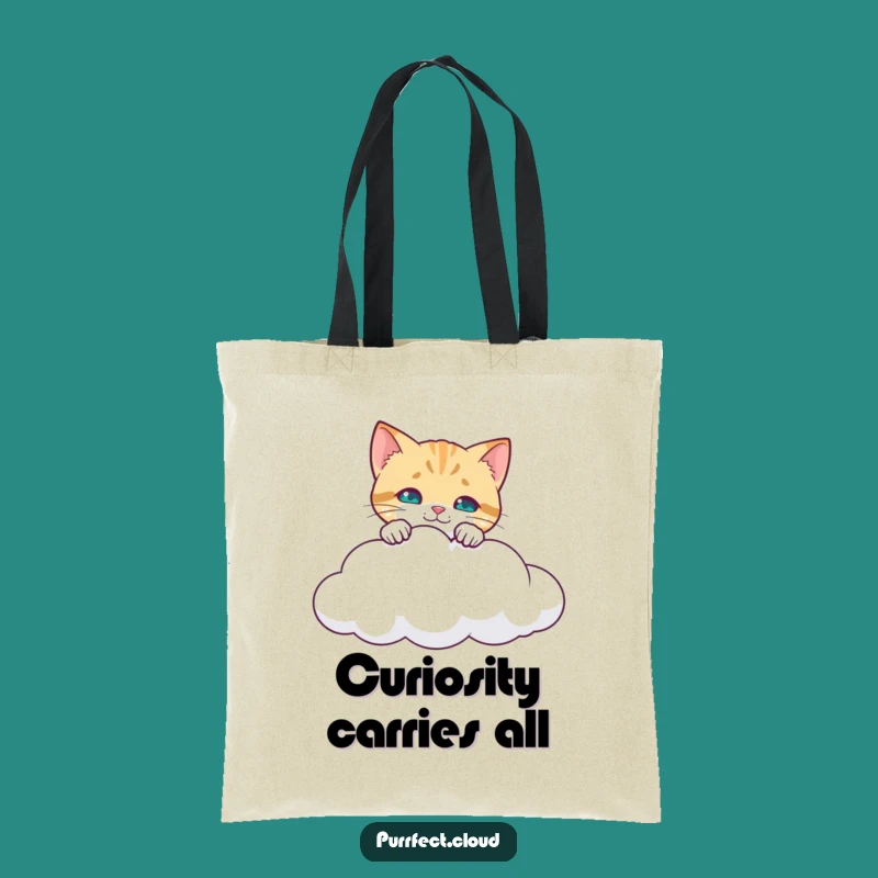 Funny Curious Cat Tote Bag: Peeking Kitty Cloud Explorer - Practical Funny Gift