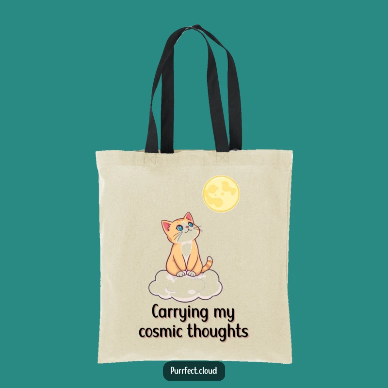 Funny Moon Gazing Cat Tote Bag: Carry Your Nighttime Dreams